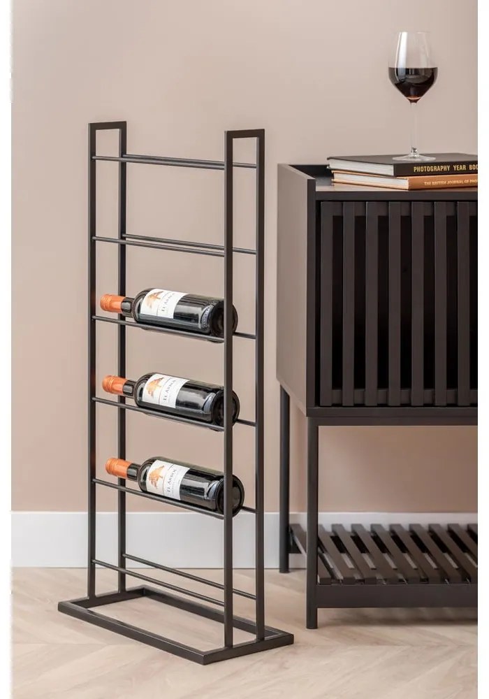 Czarny metalowy regał na wino liczba butelek 5 38x84,5x20 cm Single Floor – PT LIVING