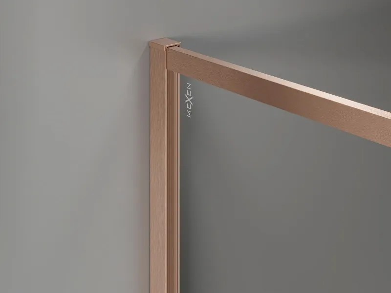 Mexen Kioto-XF ścianka prysznicowa Walk-in z ramką 60 x 202 cm, transparent 10 mm, miedź szczotkowana - 800-060-104-65-00-X