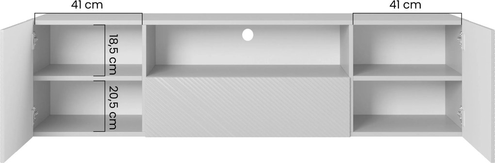 Szafka RTV Asha 167 cm wisząca z szufladą i wnęką - artisan / czarny mat