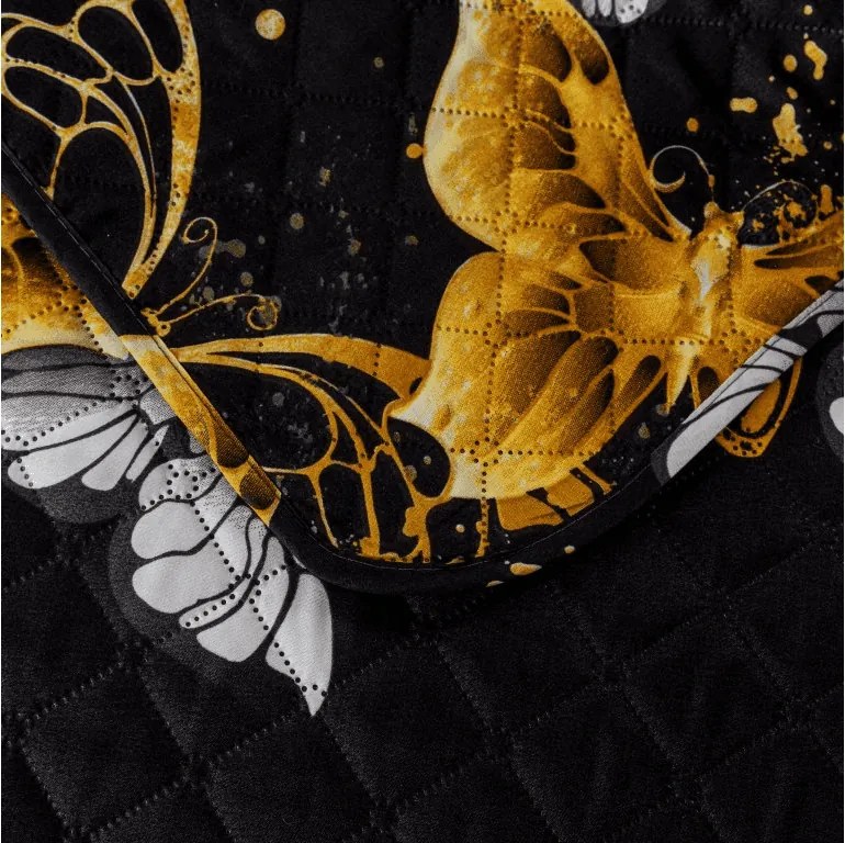 Narzuta na łóżko GOLD BUTTERFLY czarny Rozmiar: 220 x 240 cm