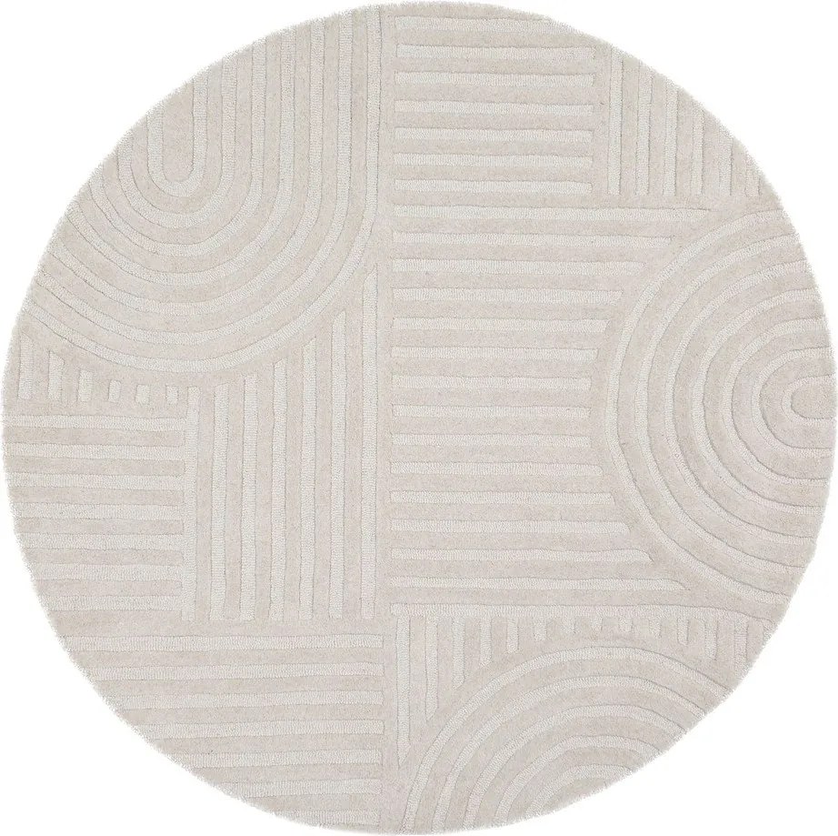 Wełniany okrągły dywan tkany ręcznie w kolorze kości słoniowej ø 160 cm Zen Garden – Flair Rugs