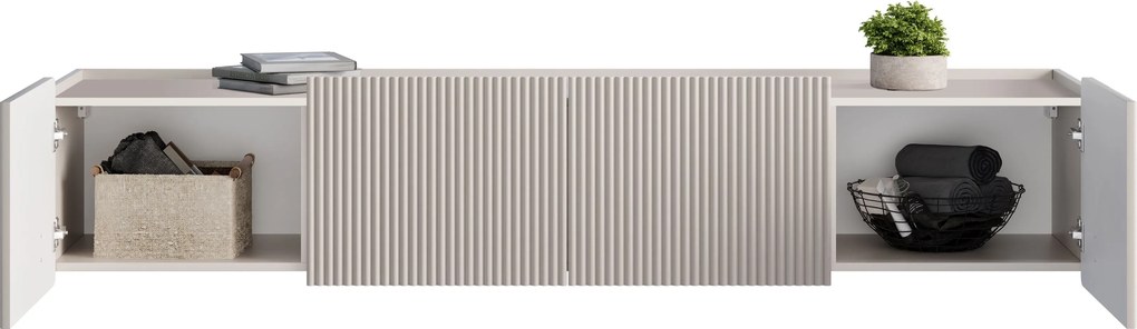 Szafka RTV Malmi 200 cm wisząca - kaszmir / czarny