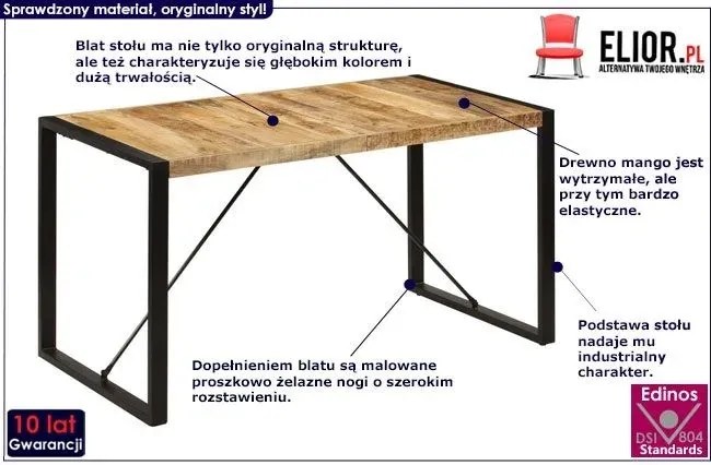 Industrialny stół z mango 70x140 Jomi 3X