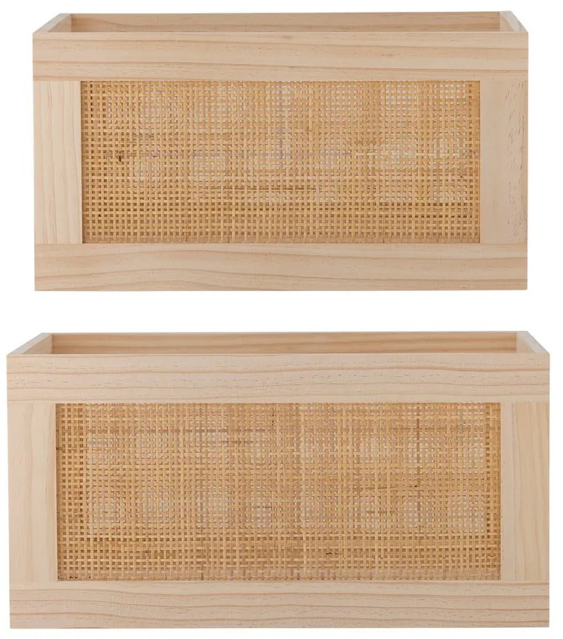 Drewniane pojemniki dekoracyjne w naturalnym kolorze zestaw 2 szt. 39x29x20 cm Piana – Bloomingville