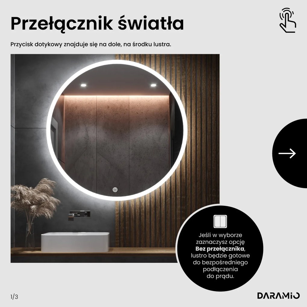 Okrągłe lustro łazienkowe LED E1