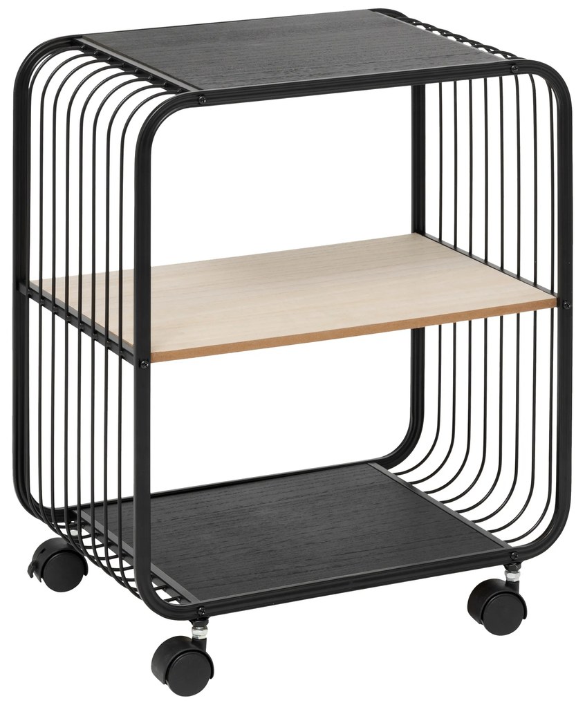 Półka mobilna NOIR, 2-poziomowa, metalowa, 43,3 x 28 x 53 cm