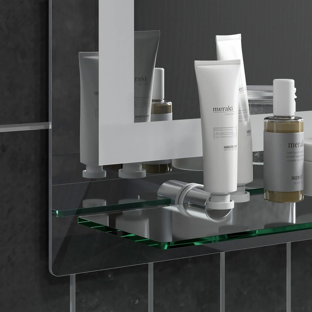 Kleankin LED Lustro łazienkowe, ściemnialne, przeciwmgielne, z przełącznikiem dotykowym, półka, 50 x 70 cm, Srebrny | Aosom PL