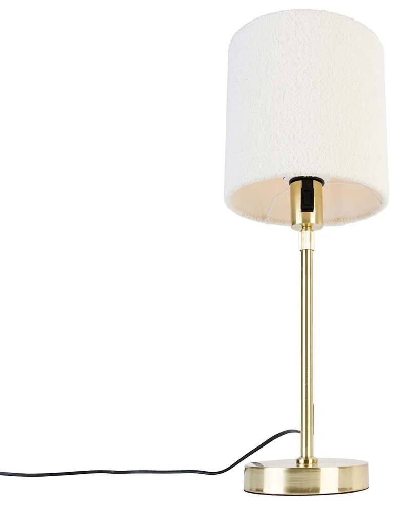 Złota regulowana lampa stołowa z białym abażurem z boucle 20 cm - ParteDesignerski Oswietlenie wewnetrzne