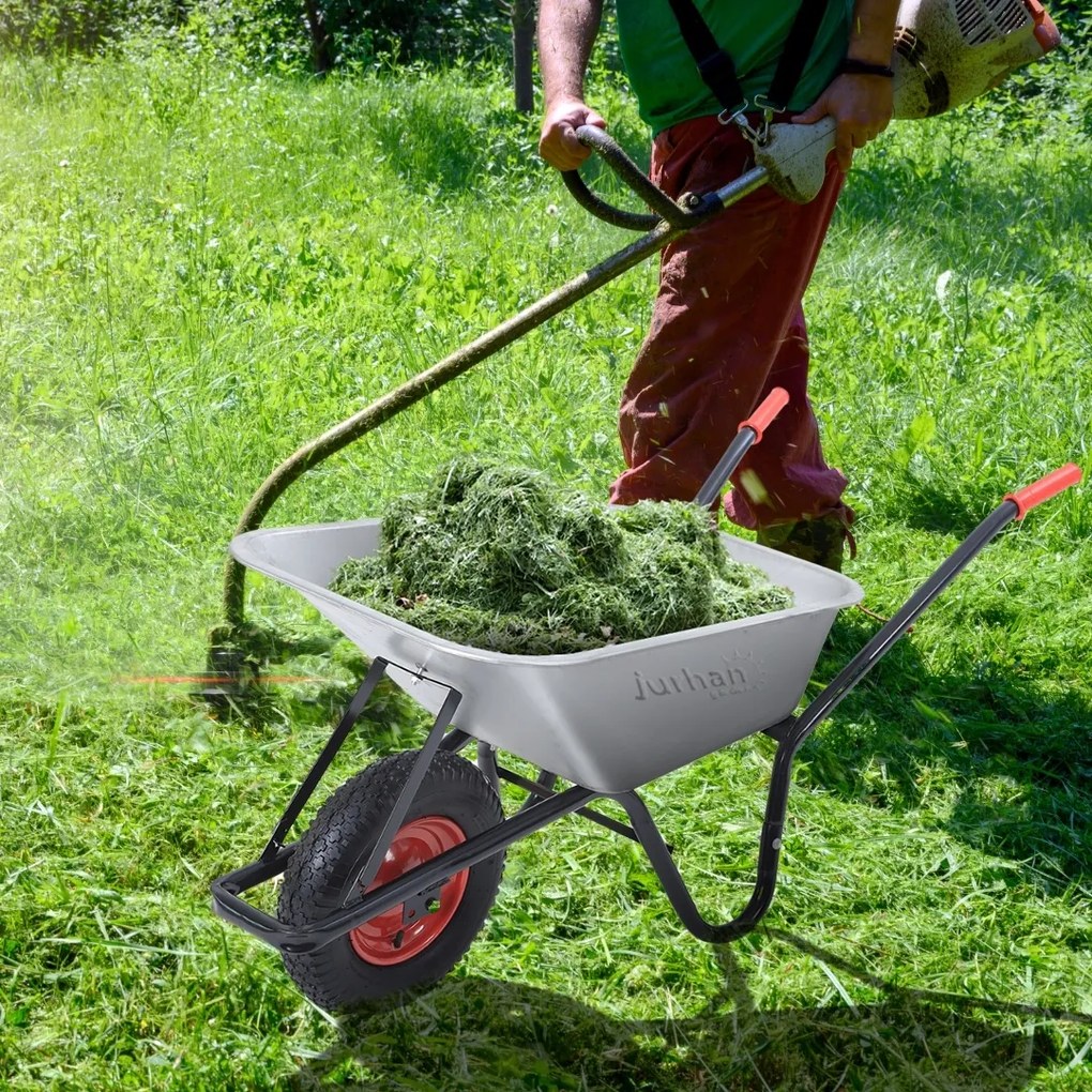 Taczka ogrodowa ocynkowana BARRY, max. pojemność 100l/250kg, srebrna/czarna Gardebruk