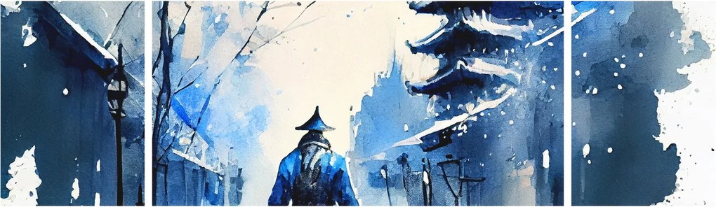 Obraz - Samuraj, akwarela (170x50 cm)