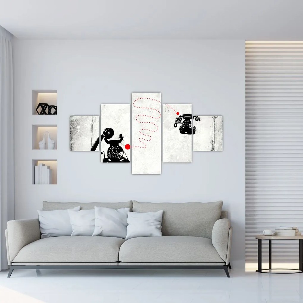 Obraz - Rysunek telefonu w stylu Banksy (125x70 cm)