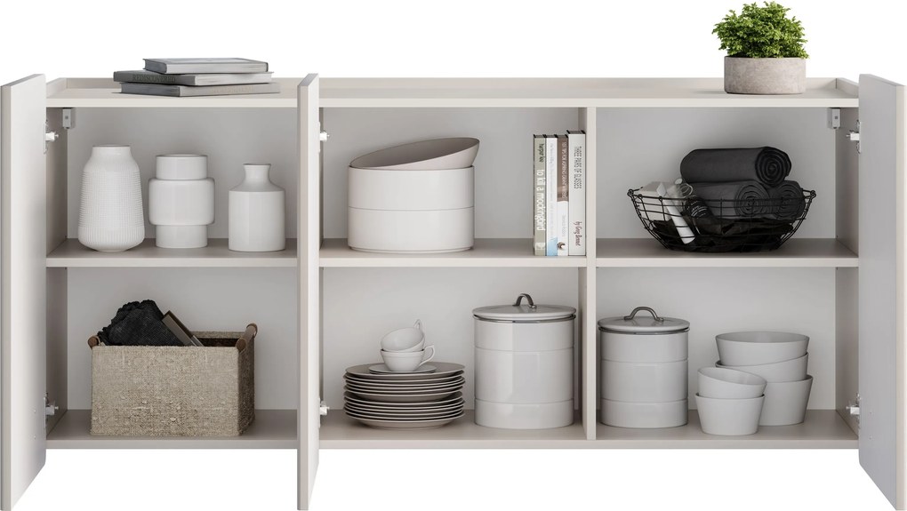 Komoda Malmi 150 cm trzydrzwiowa wisząca - kaszmir / czarny