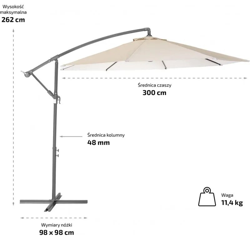 Ogrodowy składany parasol przeciwsłoneczny SOLIMARE 300 cm, niebieski