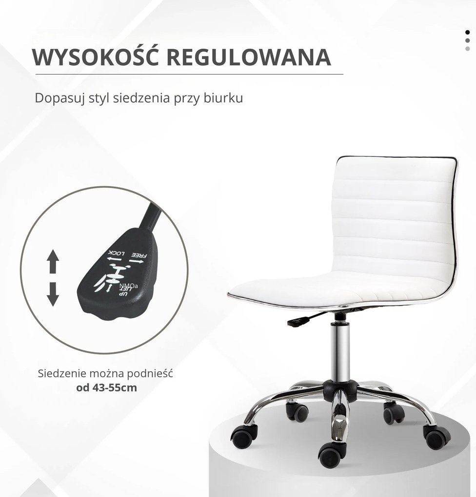 HOMCOM Fotel Fryzjerski Krzesło Salonowe Obrotowe Oparcie Regulacja Wysokości Stal PU Białe | Aosom PL