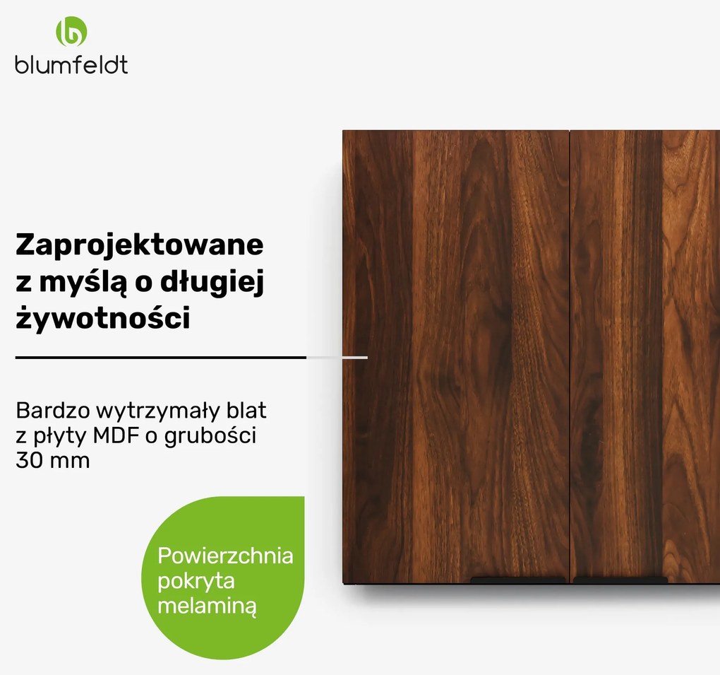 Blumfeldt WoodVista szafka wysoka, Soft-Close, uchwyty aluminiowe