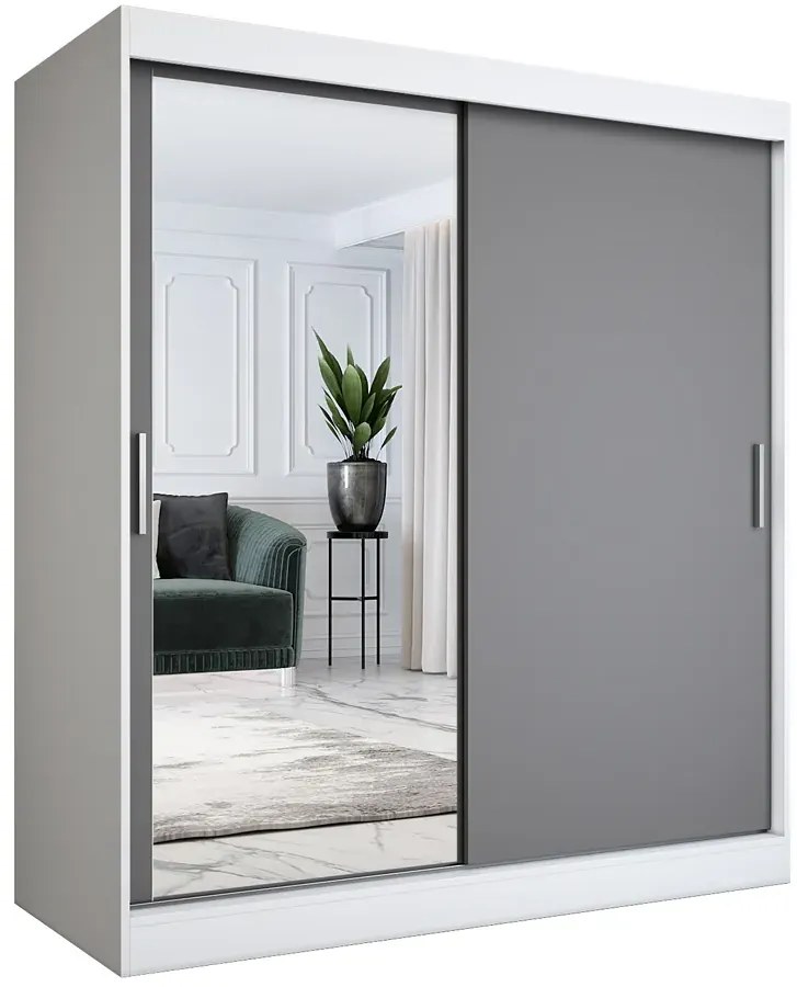 Szafa przesuwna biały + antracyt 180 cm - Seko 5X