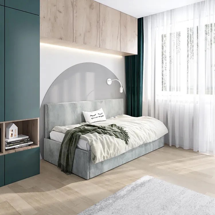 Popielate łóżko sofa z oparciem Salma 4X - 4 rozmiary