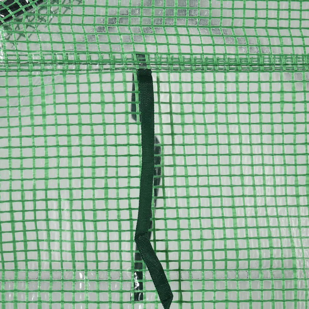 Outsunny Szklarnia Foliowa z 8 Półkami Stal PE Zielona 143x138x195cm Cieplarnia na Pomidory z Drzwiami | Aosom PL