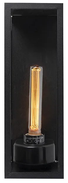 Nowoczesna prostokątna lampa ścienna zewnętrzna czarna ze szkłem - Rotterdam Long