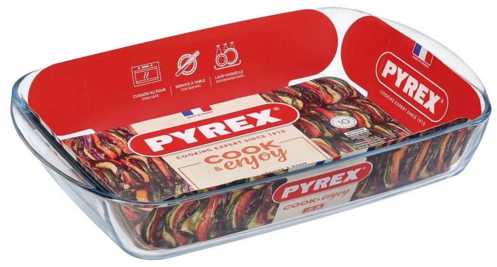 Pyrex Szklane naczynie żaroodporne 4,9 l, 40 x 27x 7 cm, L