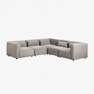 Sofa Modułowy Narożny 5-częściowy Fogler Sztruks Jasny Szary Taupe - Sklum