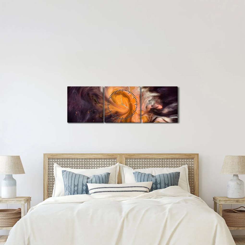 Abstrakcyjny obraz - kosmos (z zegarem) (90x30 cm)