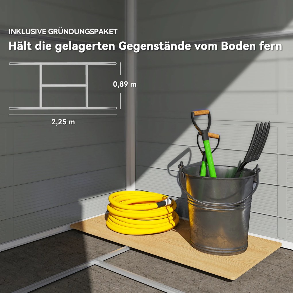 Outsunny Schowek na narzędzia, 4,1m², domek ogrodowy z dachem dwuspadowym, 240 x 190 x 180/228 cm