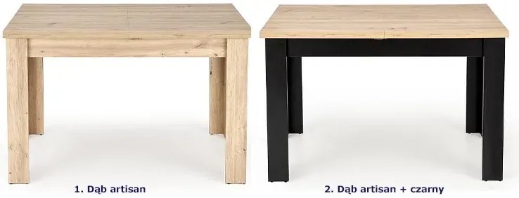 Klasyczny stół rozkładany dąb artisan + czarny K7-E79