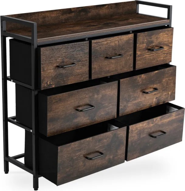 Komoda z Szufladami HUDSON 98 cm Dąb Rustykalny/Czarny Loftowa