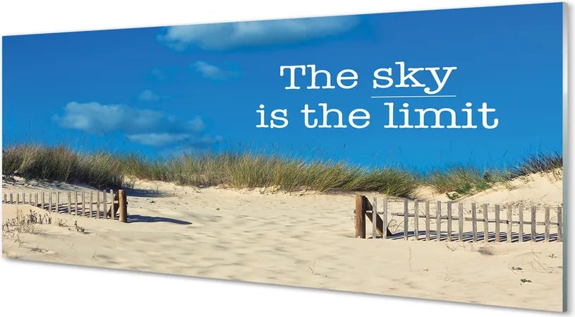 Szklany Panel Napis na Piaszczystej Plaży