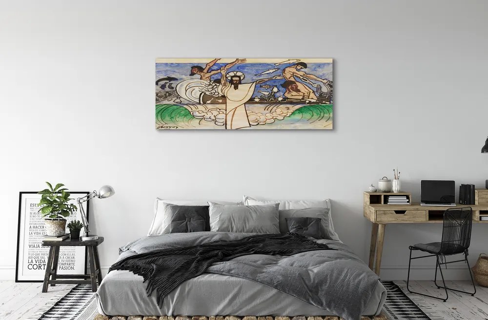 Zdjęcie na płótnie Szkic Jezus morze