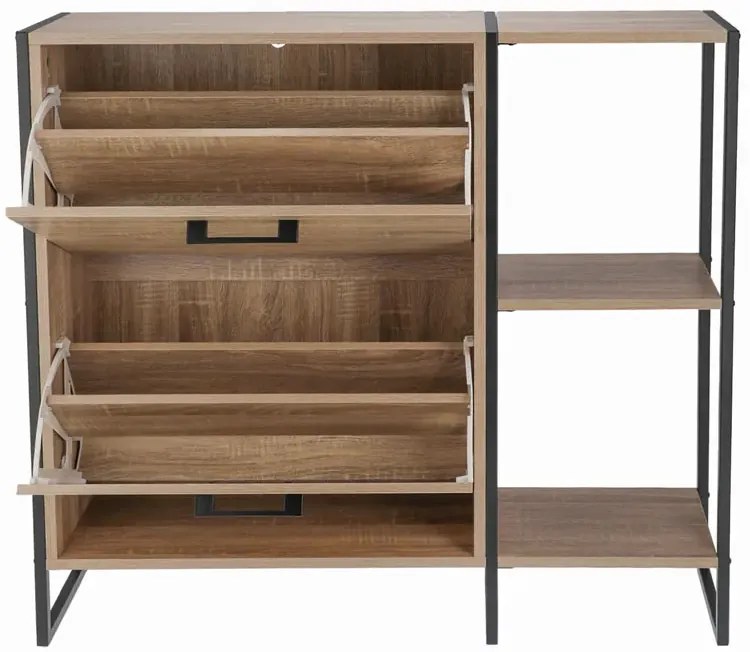 Dwukomorowa loftowa szafka na buty z otwartymi półkami S9-L24