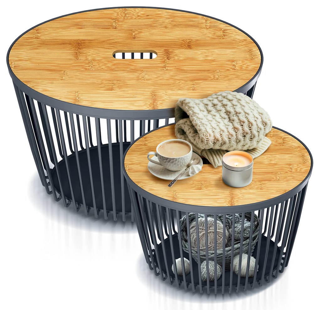 Zestaw 2 stolików z miejscem do przechowywania Clubo owalny PROSPERPLAST