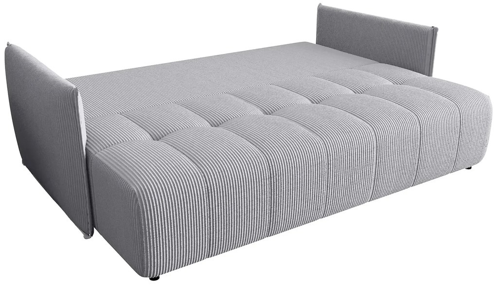 Jasnoszara sztruksowa sofa z funkcją spania F5-Z86