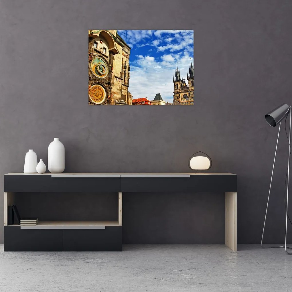 Obraz na szkle - Praski zegar astronomiczny (70x50 cm)