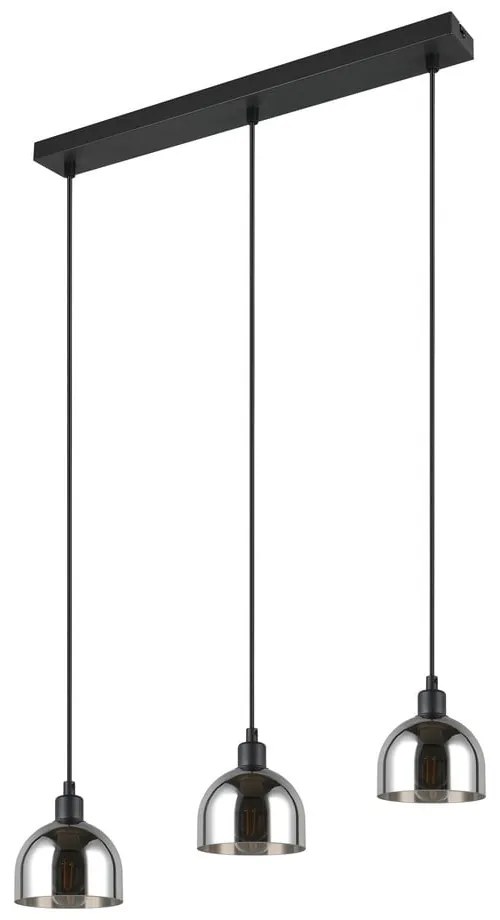 Lampa wisząca w czarno-srebrnym kolorze ze szklanym kloszem Molly – Reality