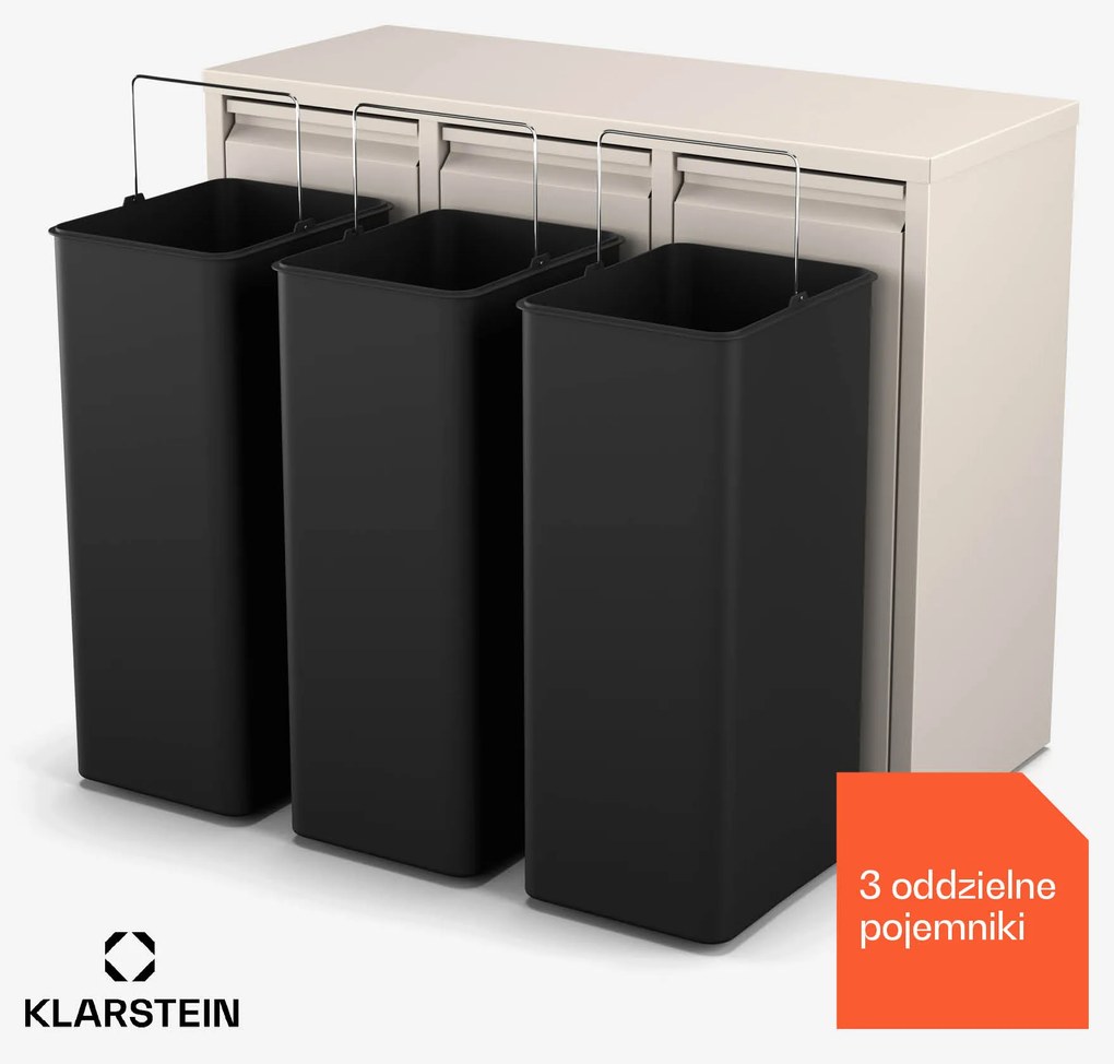 Klarstein Ordnungshüter 3 kosz na śmieci, 45 litrów, 3 pojemniki, bezzapachowy