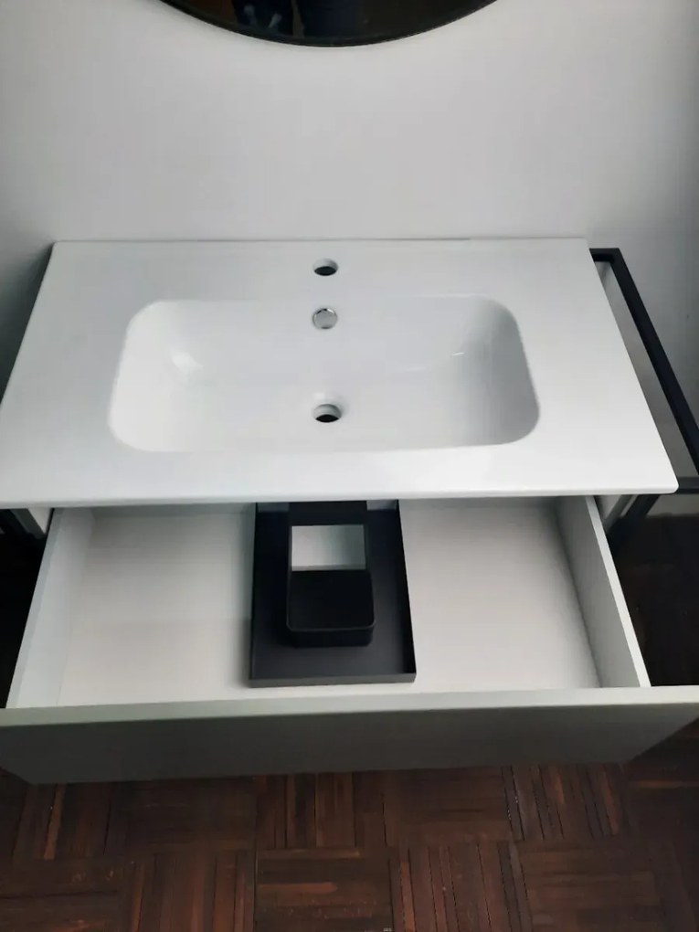 Szafka pod umywalkę LOV 60 cm szaro-zielony półmat KROFAM