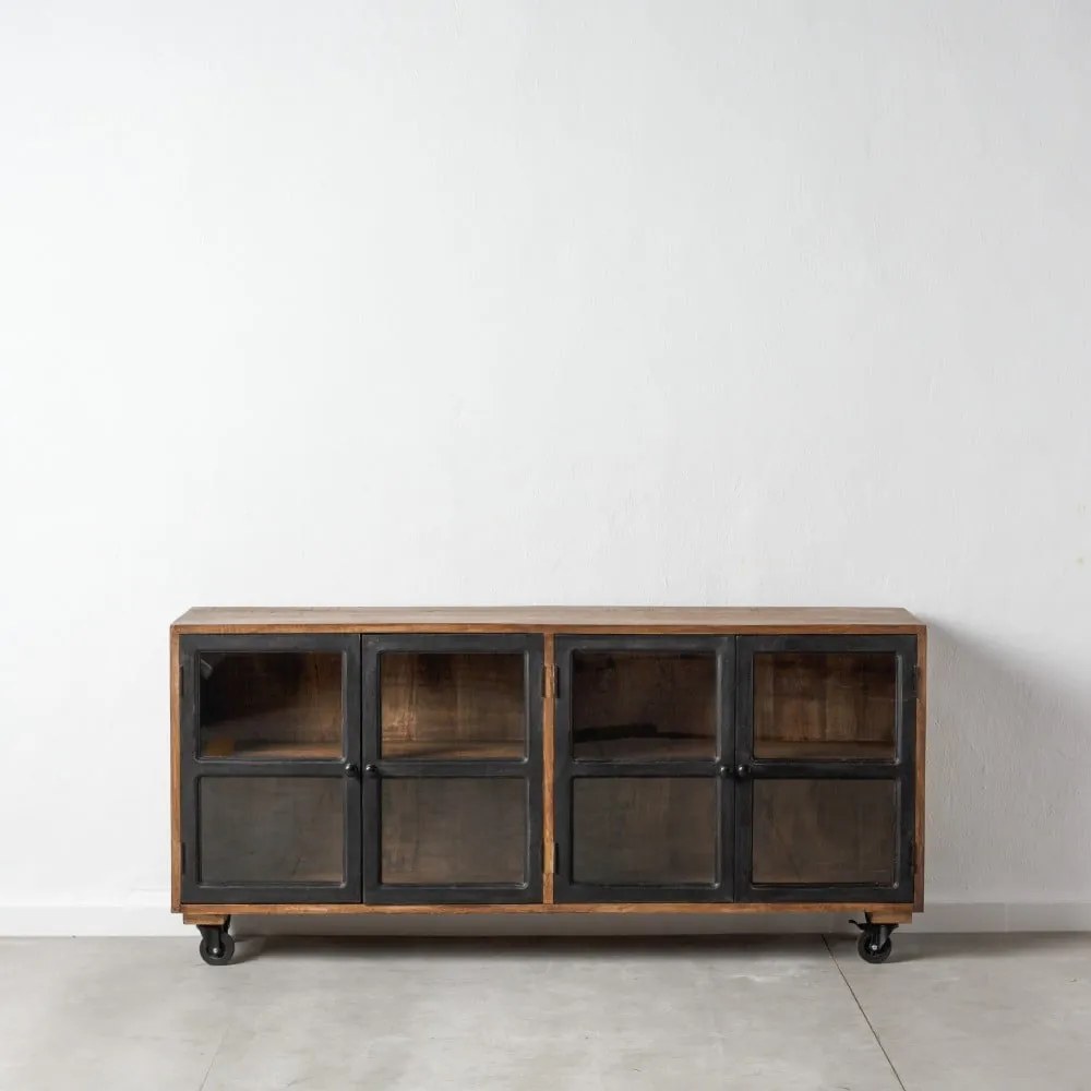 Witryna z litego drewna mango 160x71 cm – Ixia