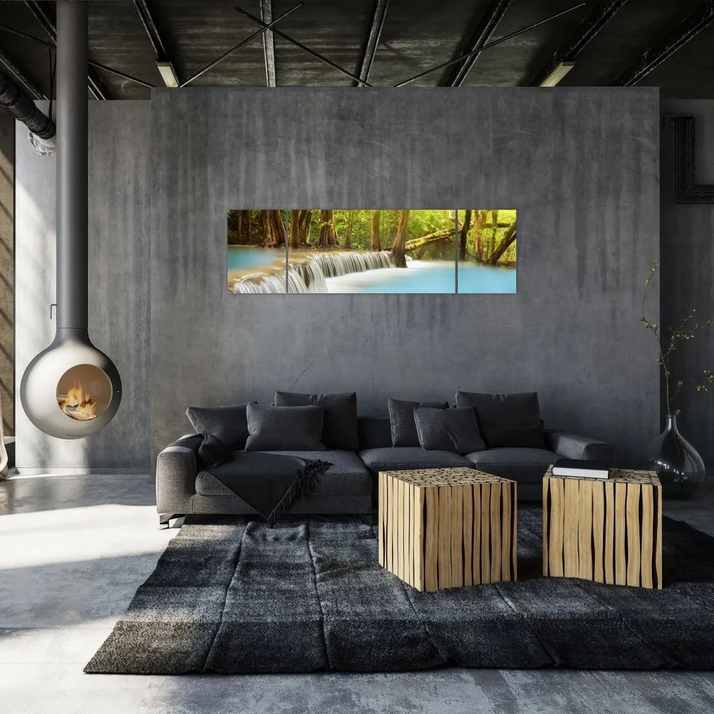 Obraz wodospadu Huai Mae Kamin w lesie (170x50 cm)
