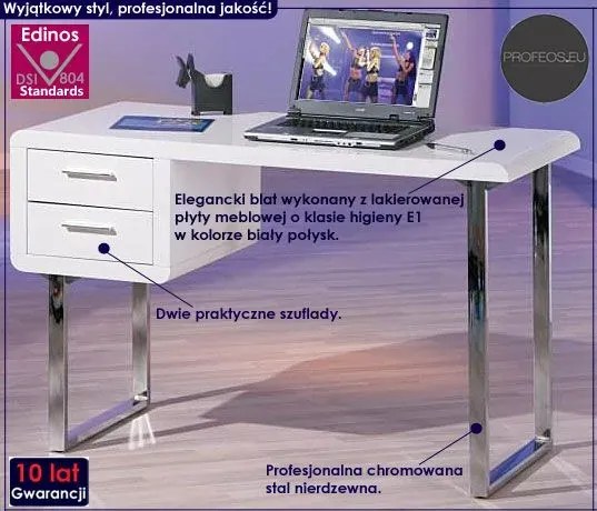 biurko Lakierowane biały glamour połysk Dapino