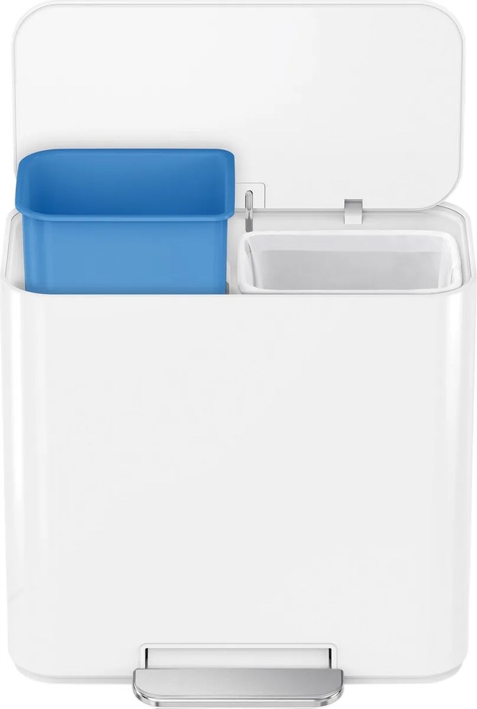 Simplehuman Mini kosz na śmieci z pedałem dosegregacji odpadów 15 l, biały