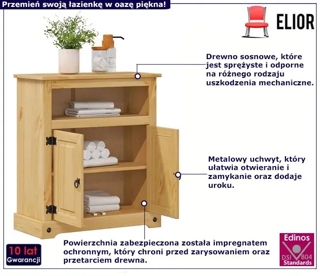Dwudrzwiowa drewniana szafka łazienkowa - Gaxo 8X
