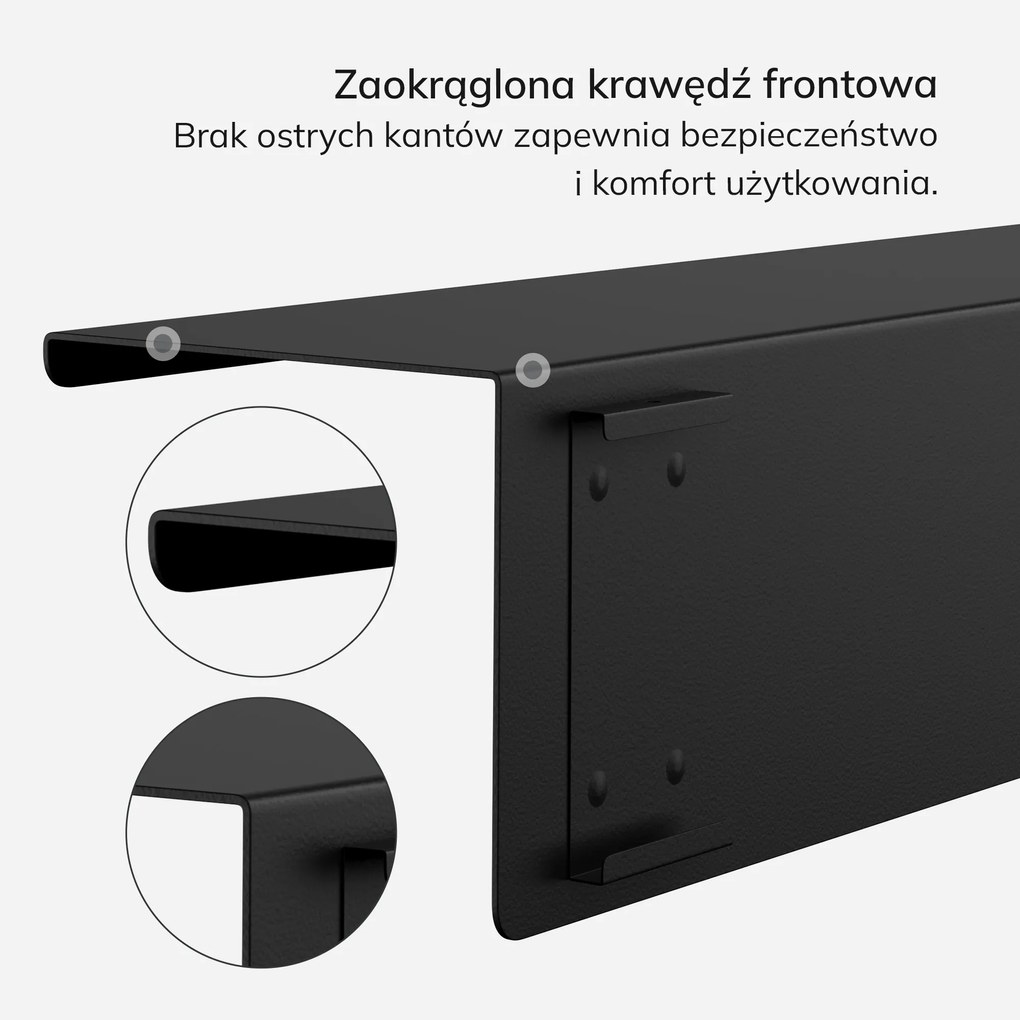 Półka wisząca JOANNE 700 mm, czarna