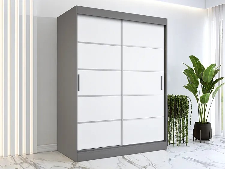 Szafa przesuwna antracyt + biały 150 cm - Bohosa 4X