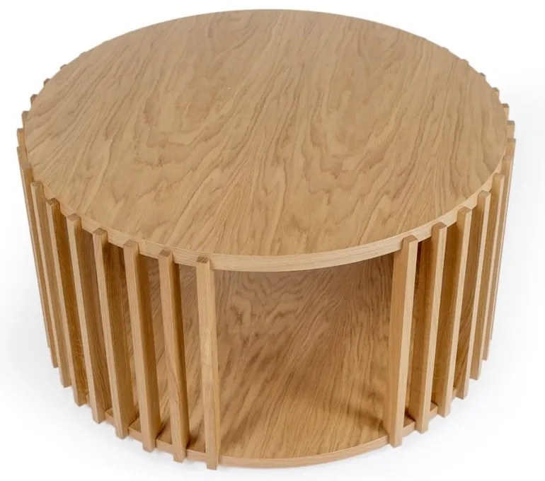 Stolik z drewna dębowego Woodman Drum, ø 83 cm