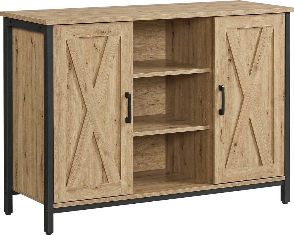 Komoda loftowa dwudrzwiowa z półkami 100 cm Faro 015, dąb Artisan