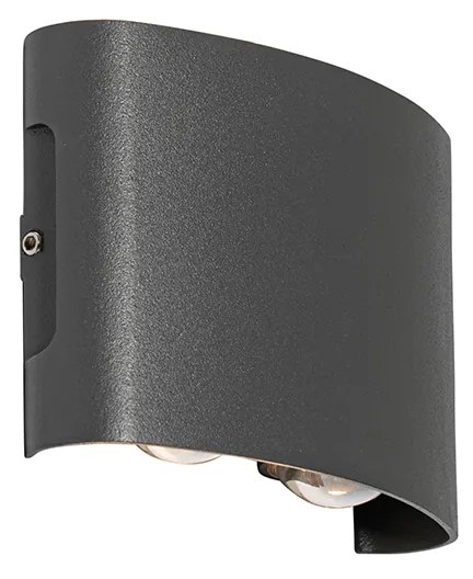 Lampa ścienna zewnętrzna ciemnoszara z diodą LED 4-punktowa IP54 - Silly