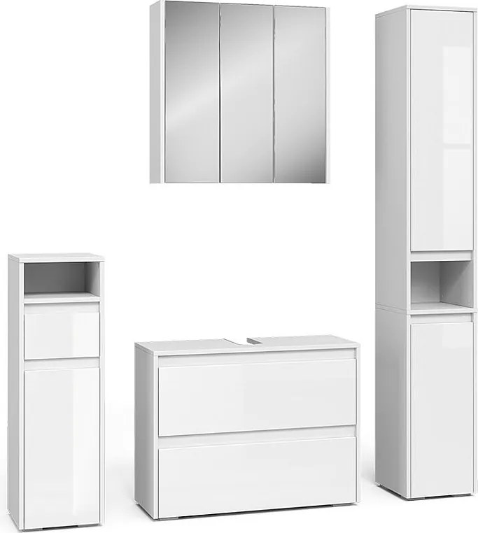 Zestaw mebli łazienkowych biały/biały wysoki połysk 30.2x30x96.3 majest
