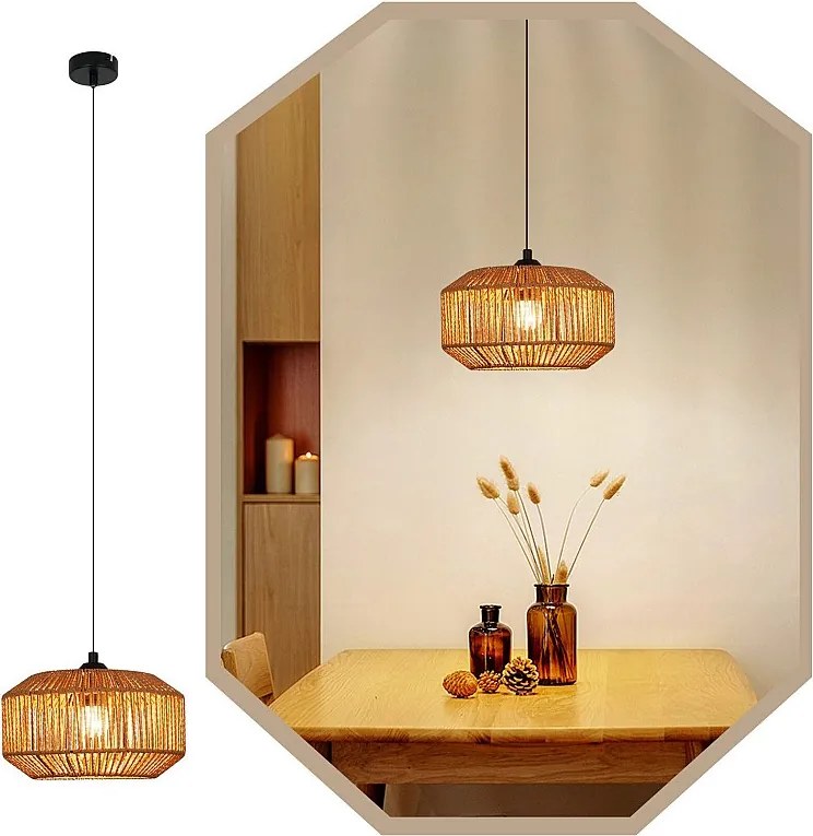 NETTLIFE Vintage lampa wisząca do jadalni 1 żarówka z konopnej liny latarnia projekt E27 lampa do jadalni